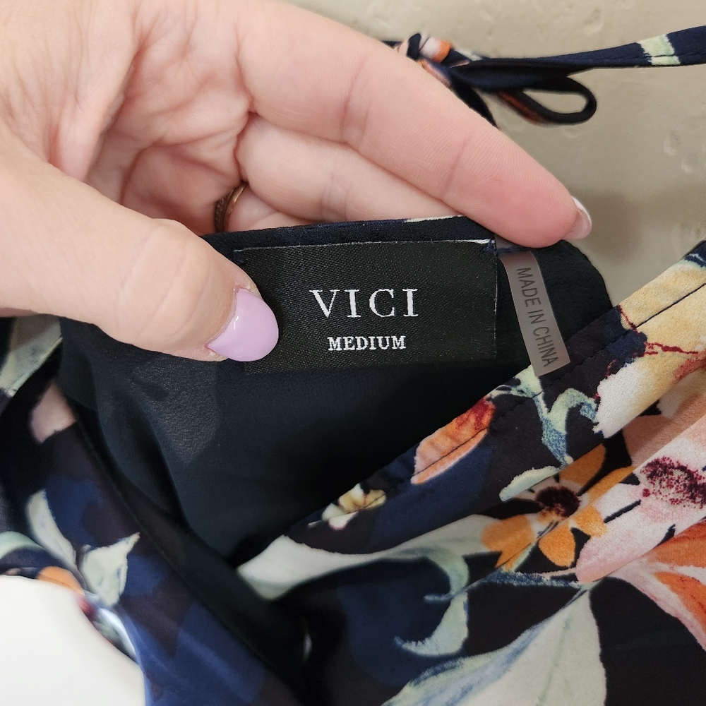 Vici Capriccio Satin Floral Ruffle Maxi Dress - Picture 3 of 11